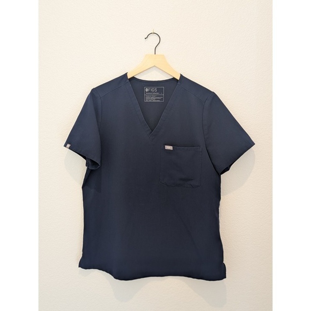Figs Catarina One-Pocket Scrub Top Navy Large